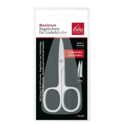 Nagelschere, aufgebogen, glatt, vernickelt - für Linkshänder, strichmattiert